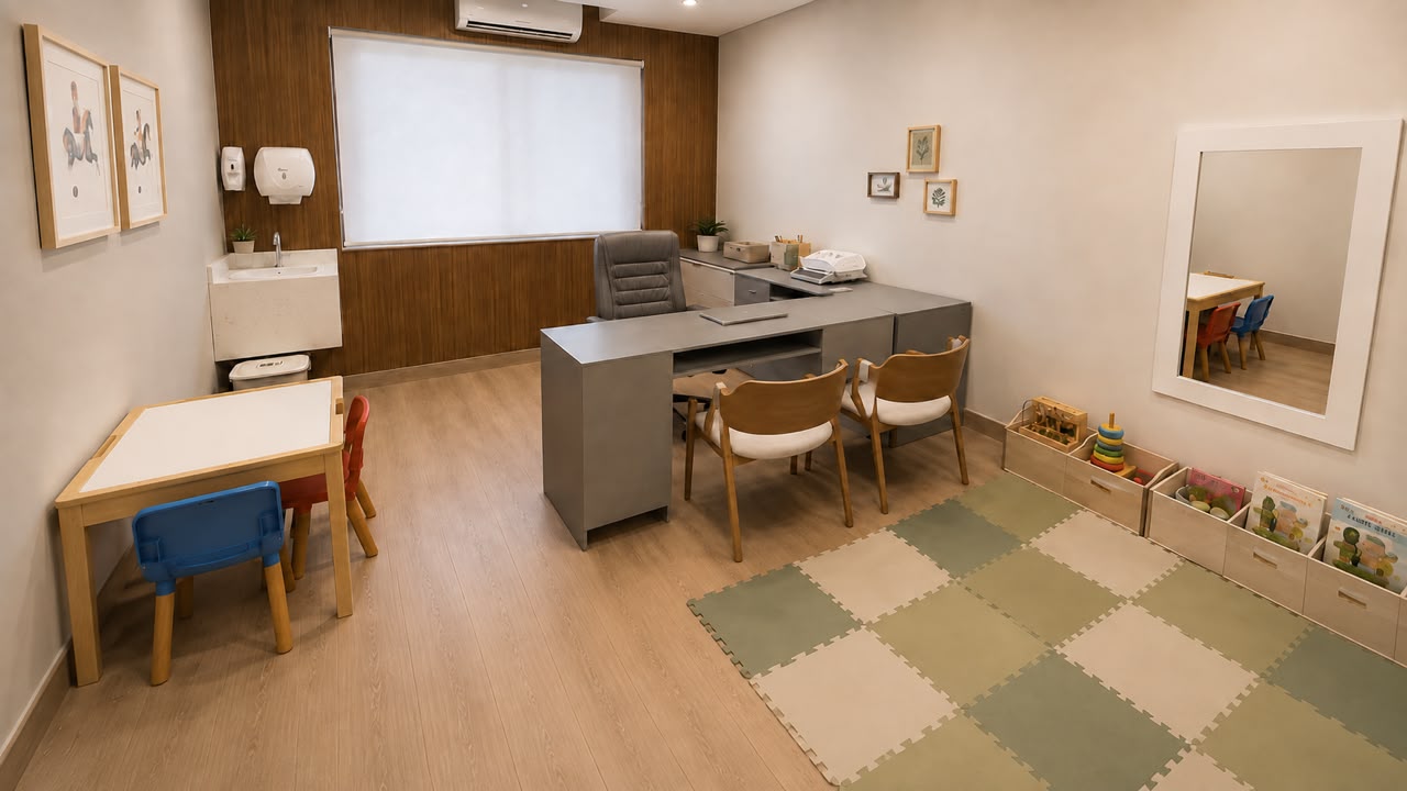 Consultório infantil com tatame da Saúde Agora