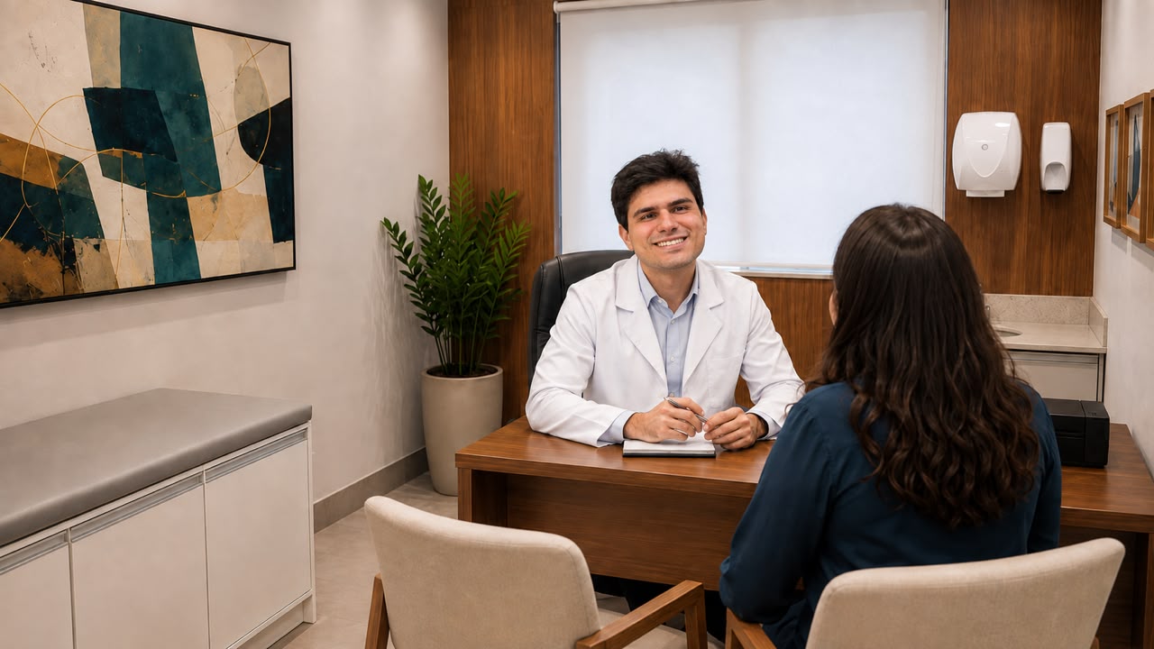 Consulta médica de Psiquiatria com paciente na Saúde Agora em Goiânia